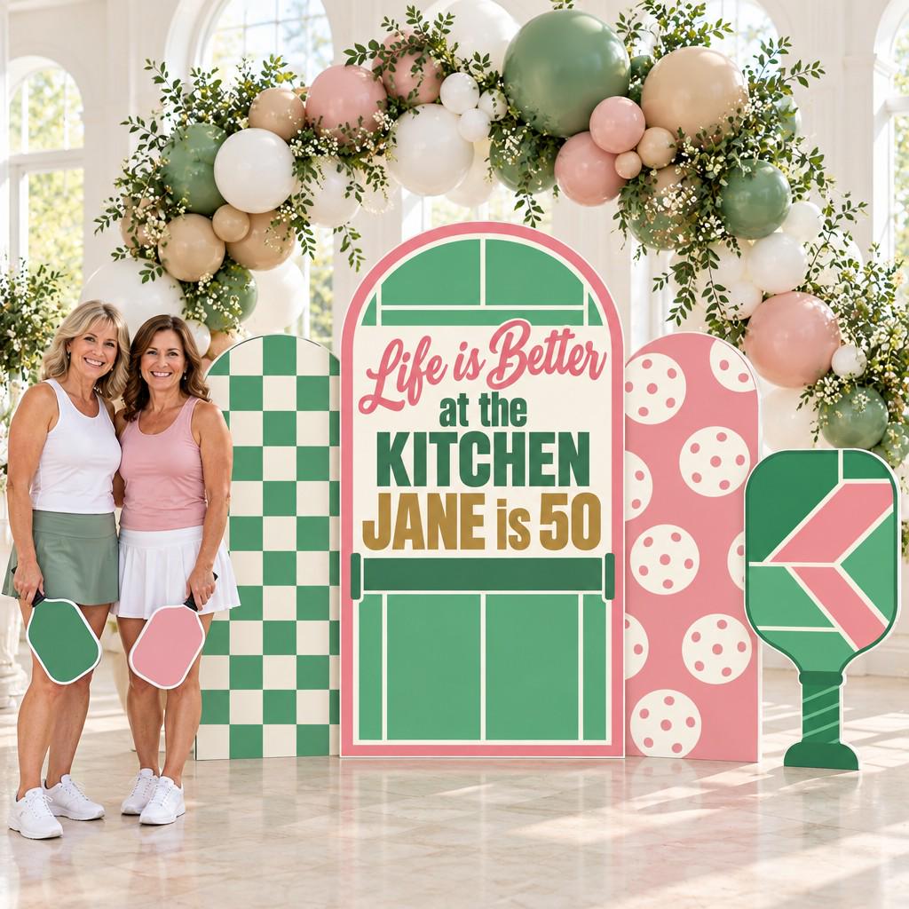 Mint Blush Pickleball Court Arch Set