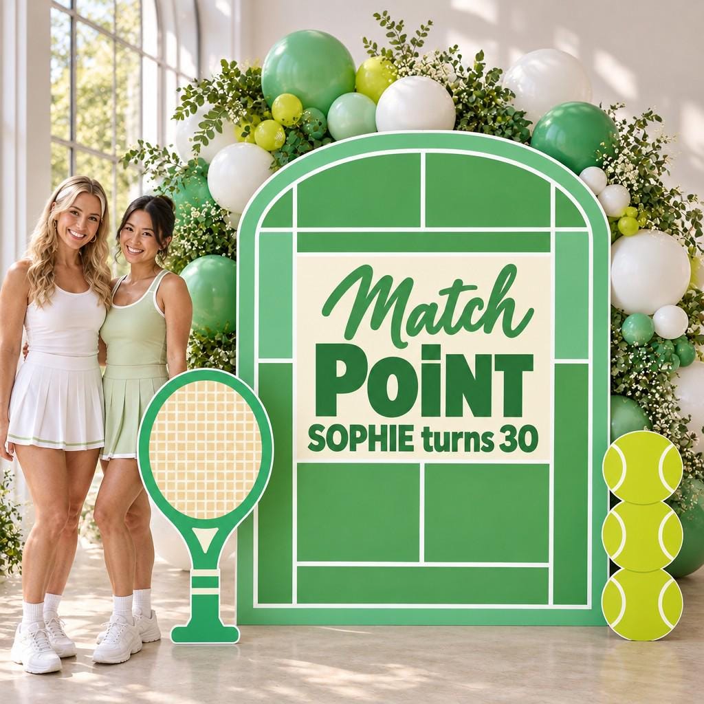 Pink Green Match Point Tennis Court Set