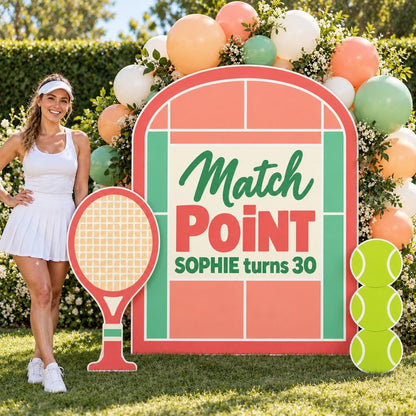 Pink Green Match Point Tennis Court Set