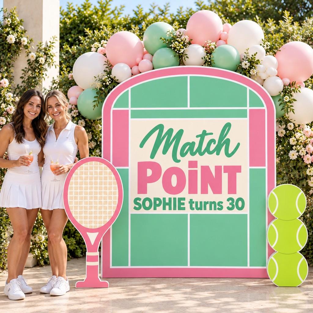 Pink Green Match Point Tennis Court Set