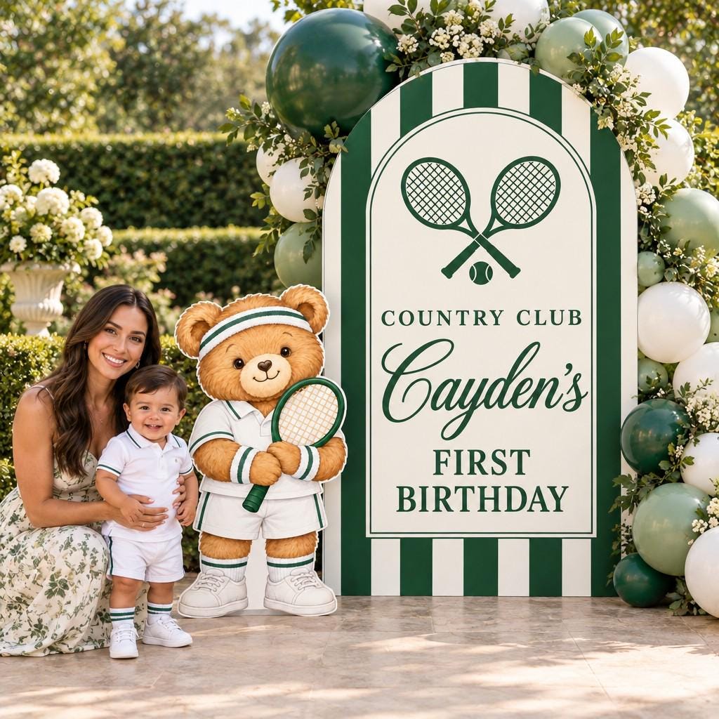 Green Striped Tennis Bear Arch Set