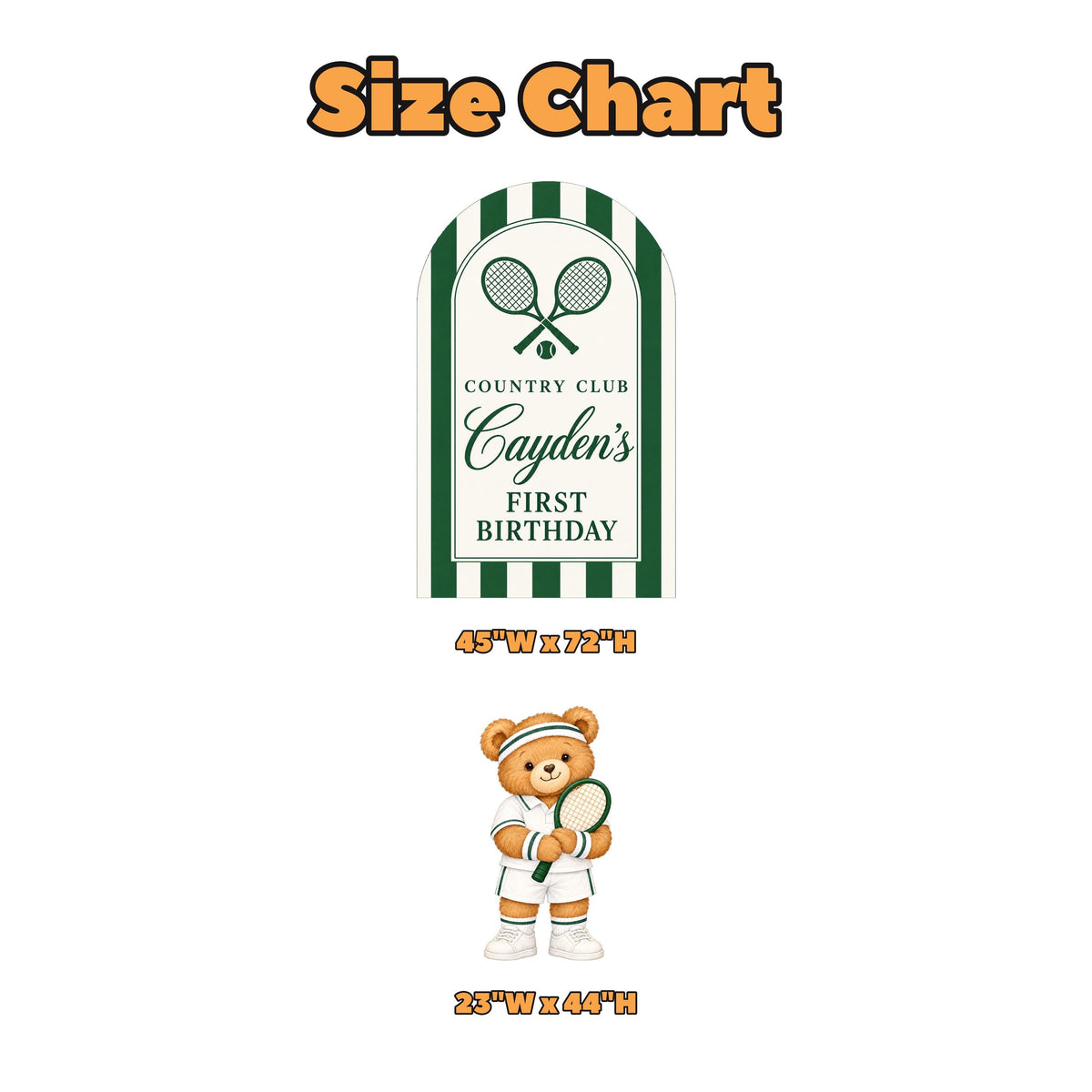 Green Striped Tennis Bear Arch Set