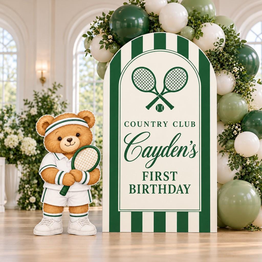 Green Striped Tennis Bear Arch Set
