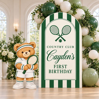Green Striped Tennis Bear Arch Set