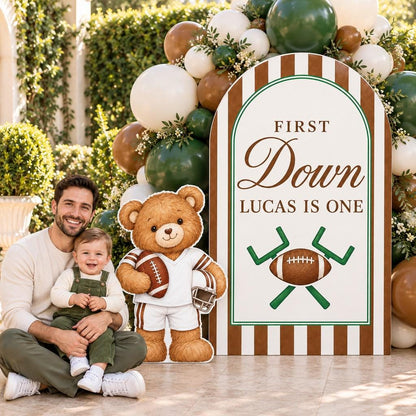 Brown Striped Teddy Football Arch Set