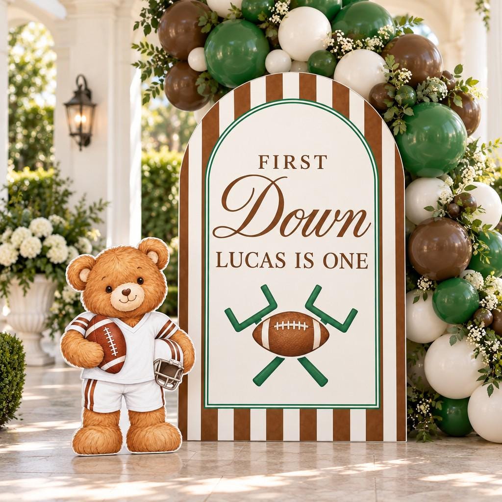 Brown Striped Teddy Football Arch Set