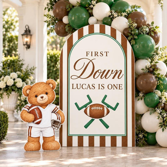 Brown Striped Teddy Football Arch Set