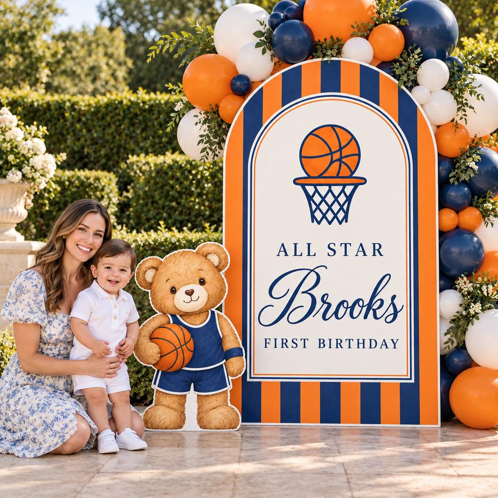 Navy Orange Basketball All Star Arch Set
