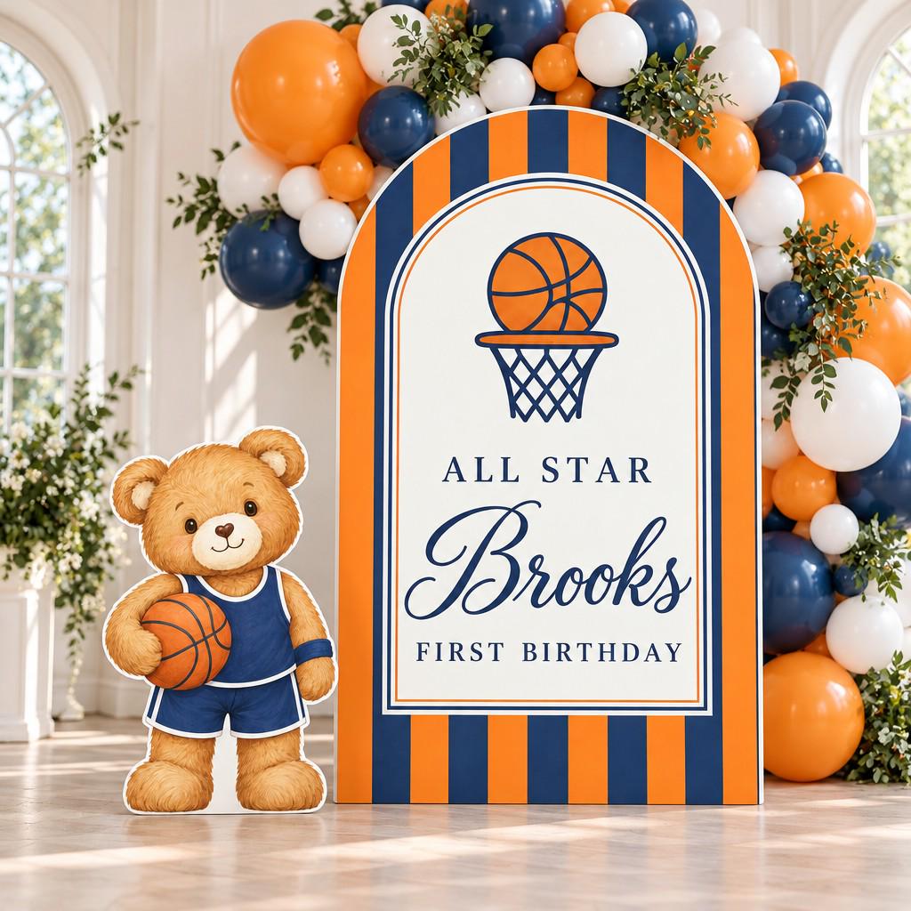 Navy Orange Basketball All Star Arch Set