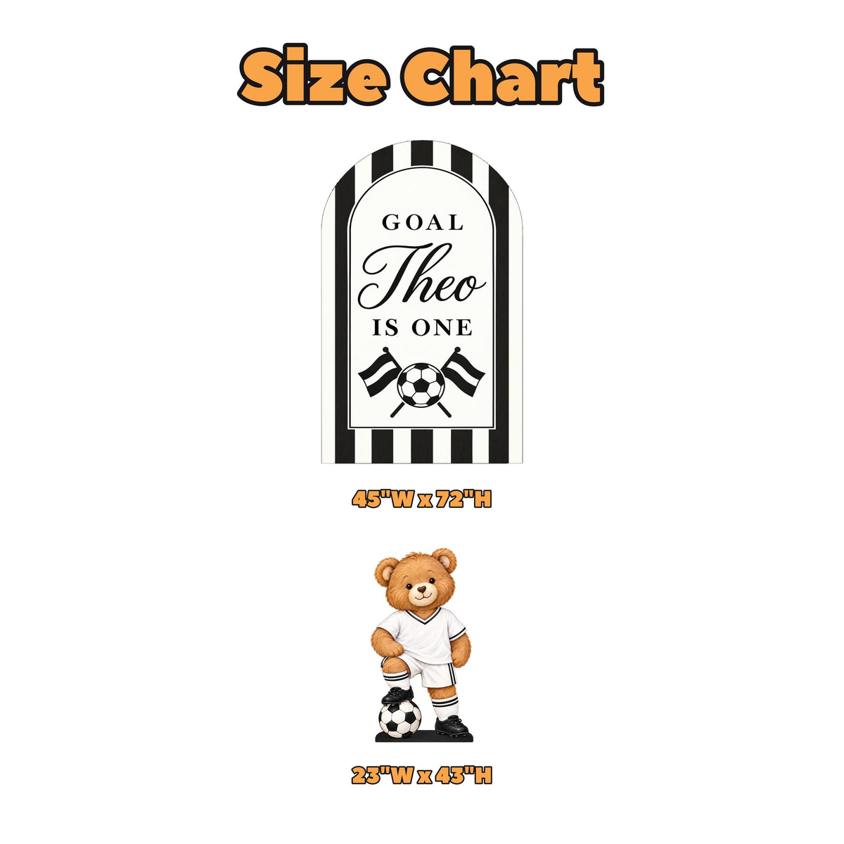 Black Striped Teddy Soccer Birthday Set