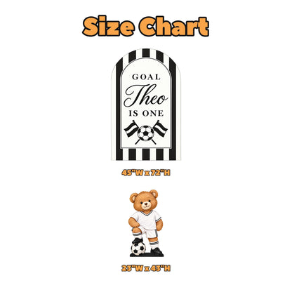 Black Striped Teddy Soccer Birthday Set