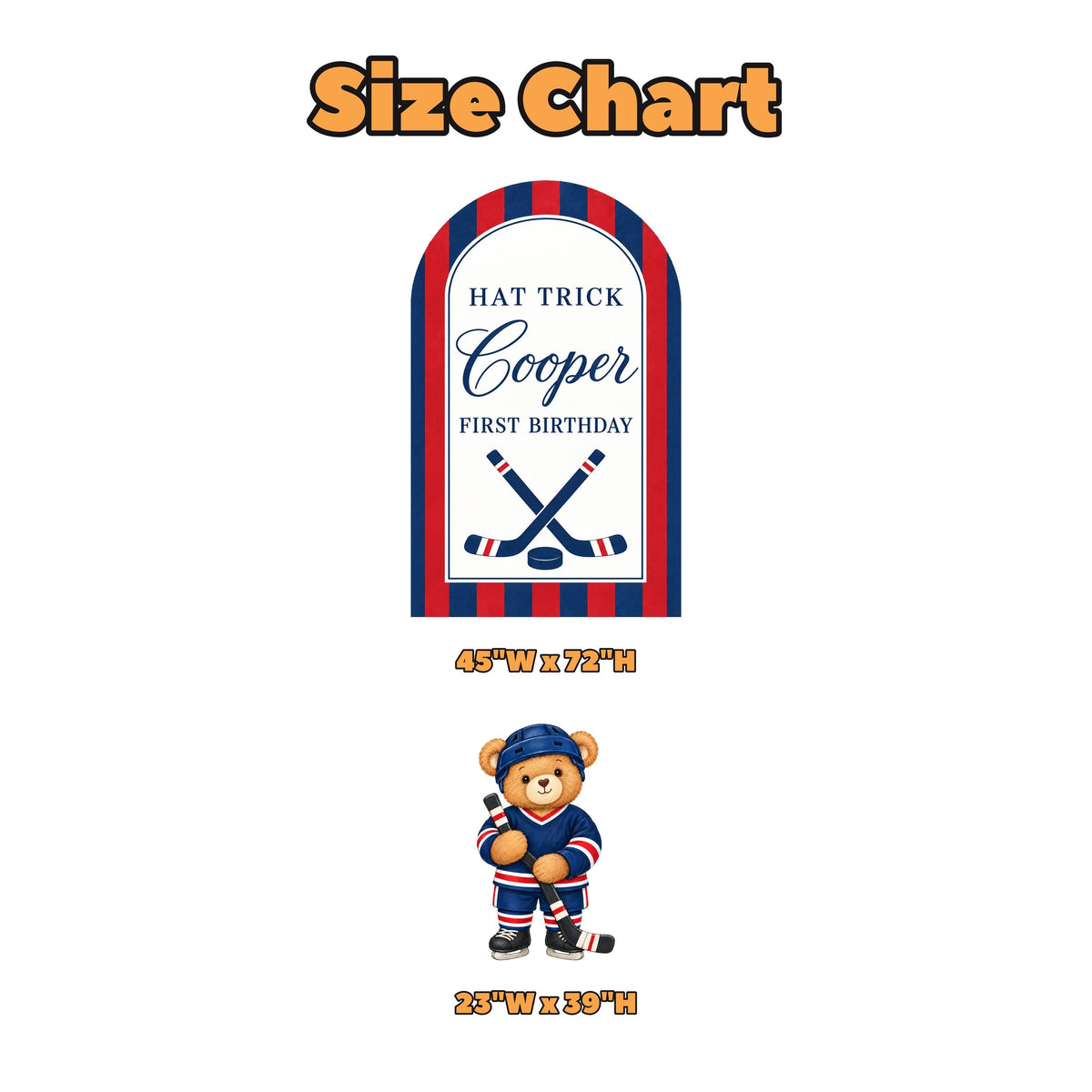 Red Navy Striped Hockey Bear Arch Set