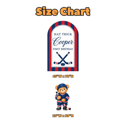 Red Navy Striped Hockey Bear Arch Set