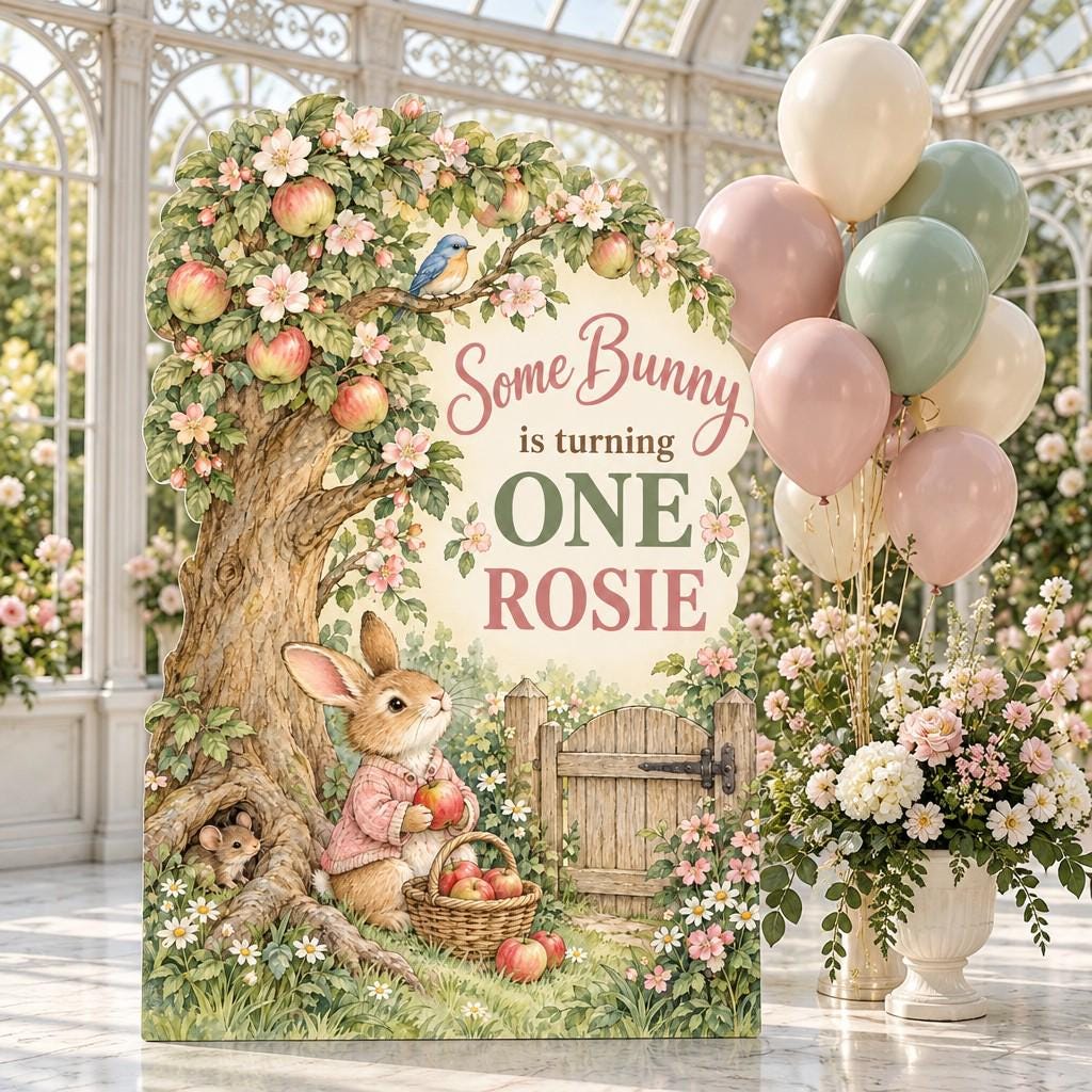 Apple Tree Bunny Storybook Garden Sign