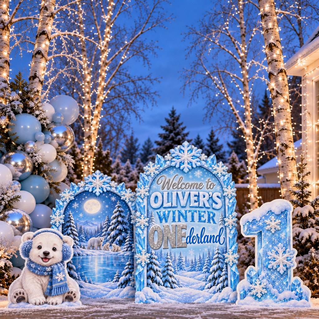 Icy Blue Polar Bear Winter Wonderland Set