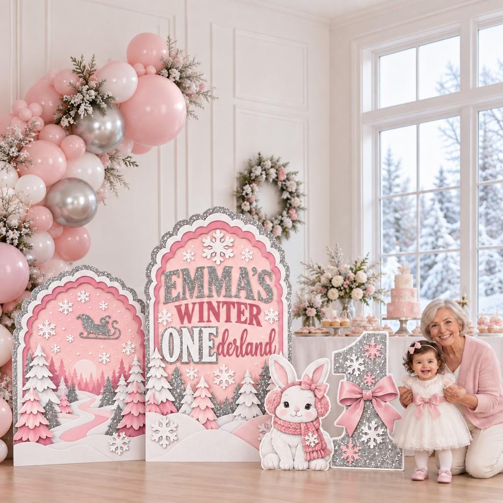 Pink Silver Glitter Winter Onederland Set