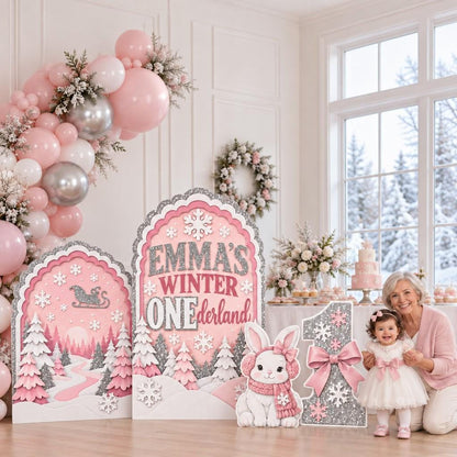 Pink Silver Glitter Winter Onederland Set