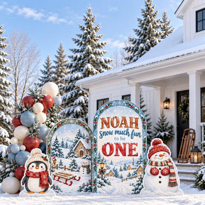 Snowy Cottage Snow Much Fun Winter Arch Set