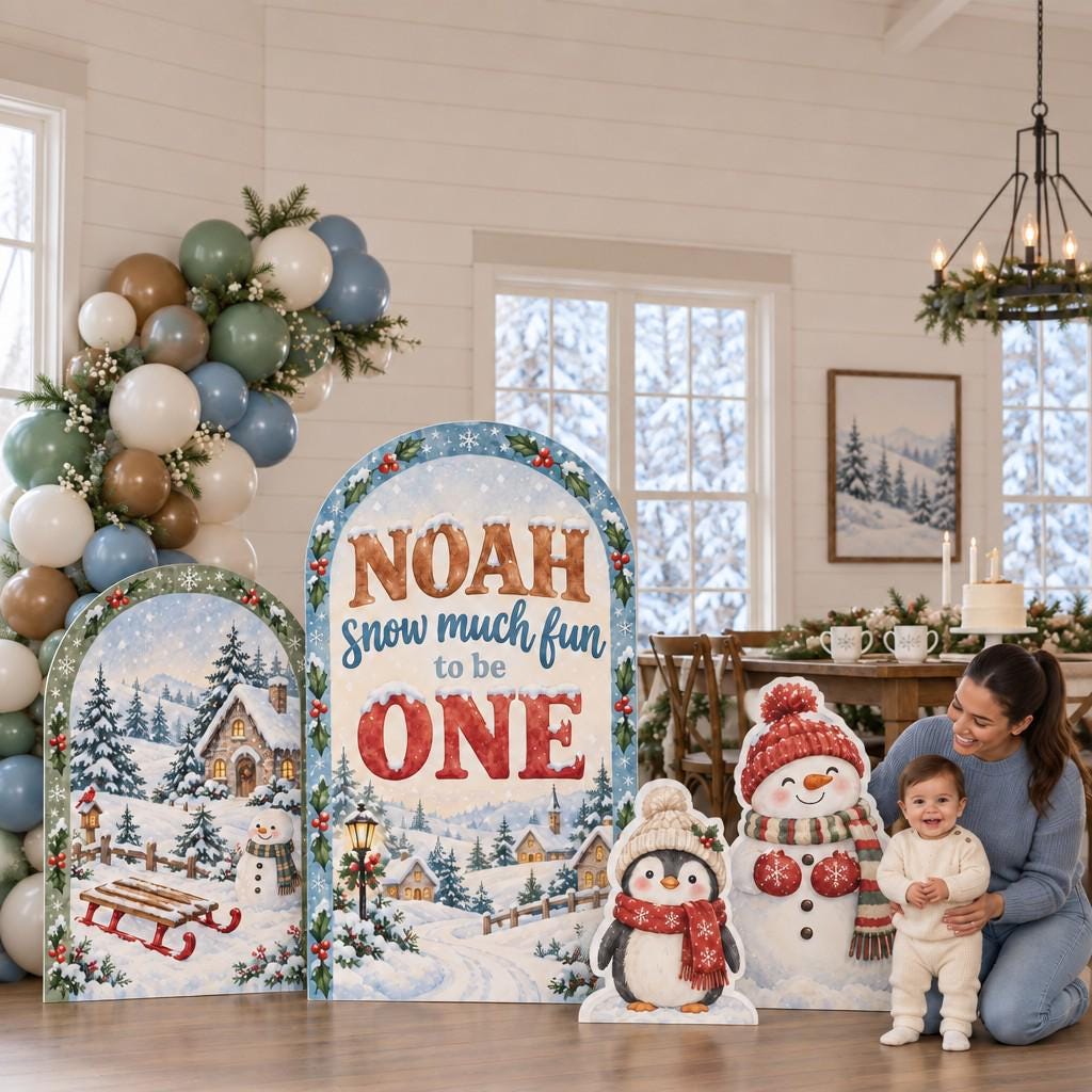 Snowy Cottage Snow Much Fun Winter Arch Set