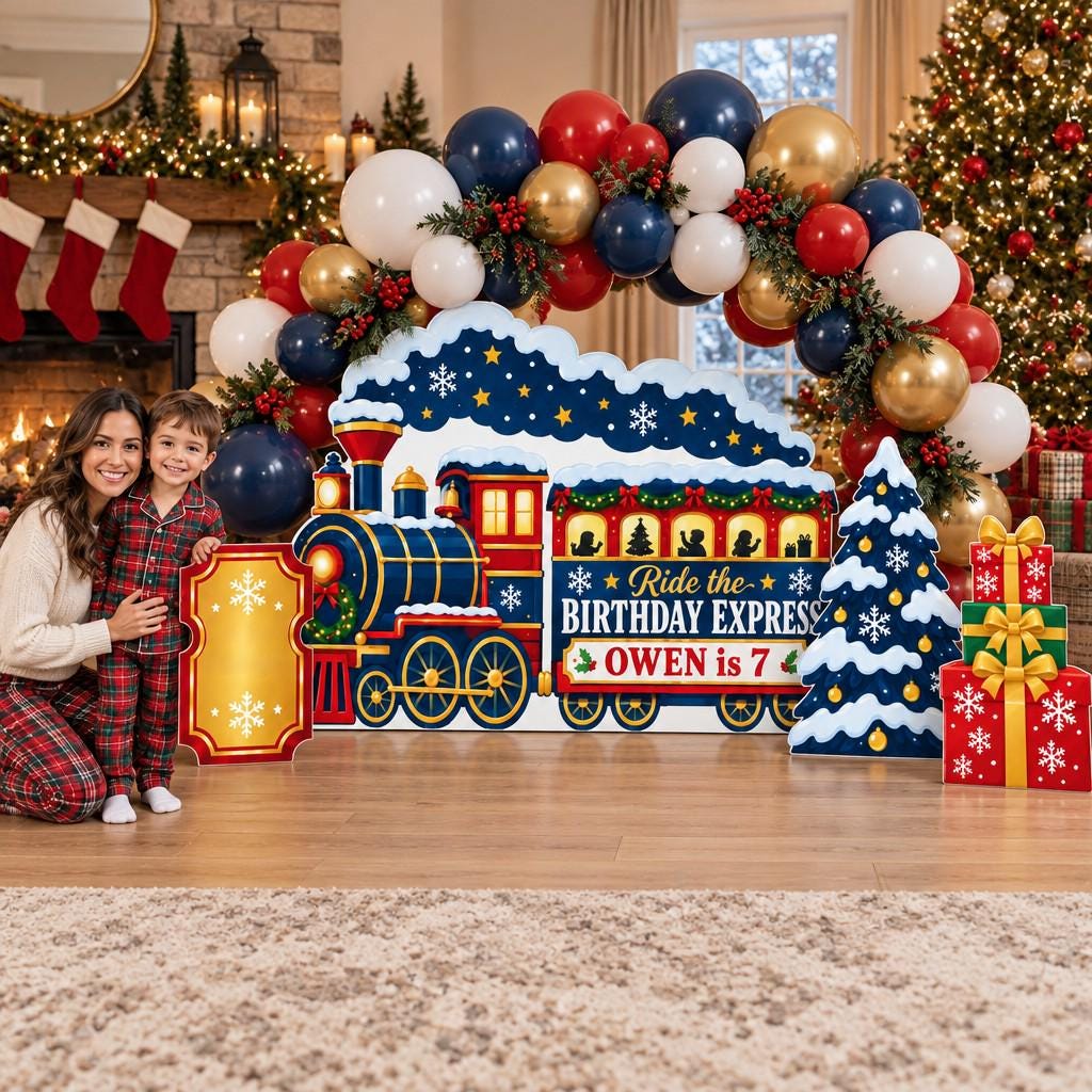 Navy Christmas Birthday Express Train Set
