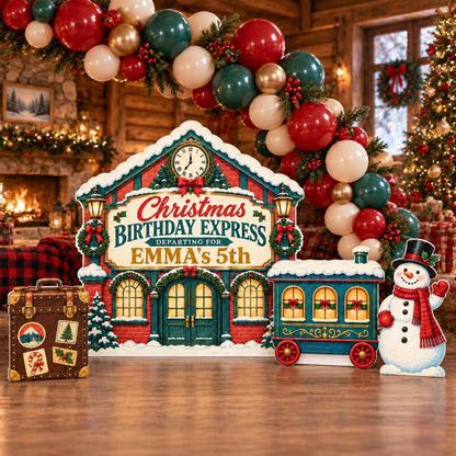 Vintage Christmas Train Station Balloon Set