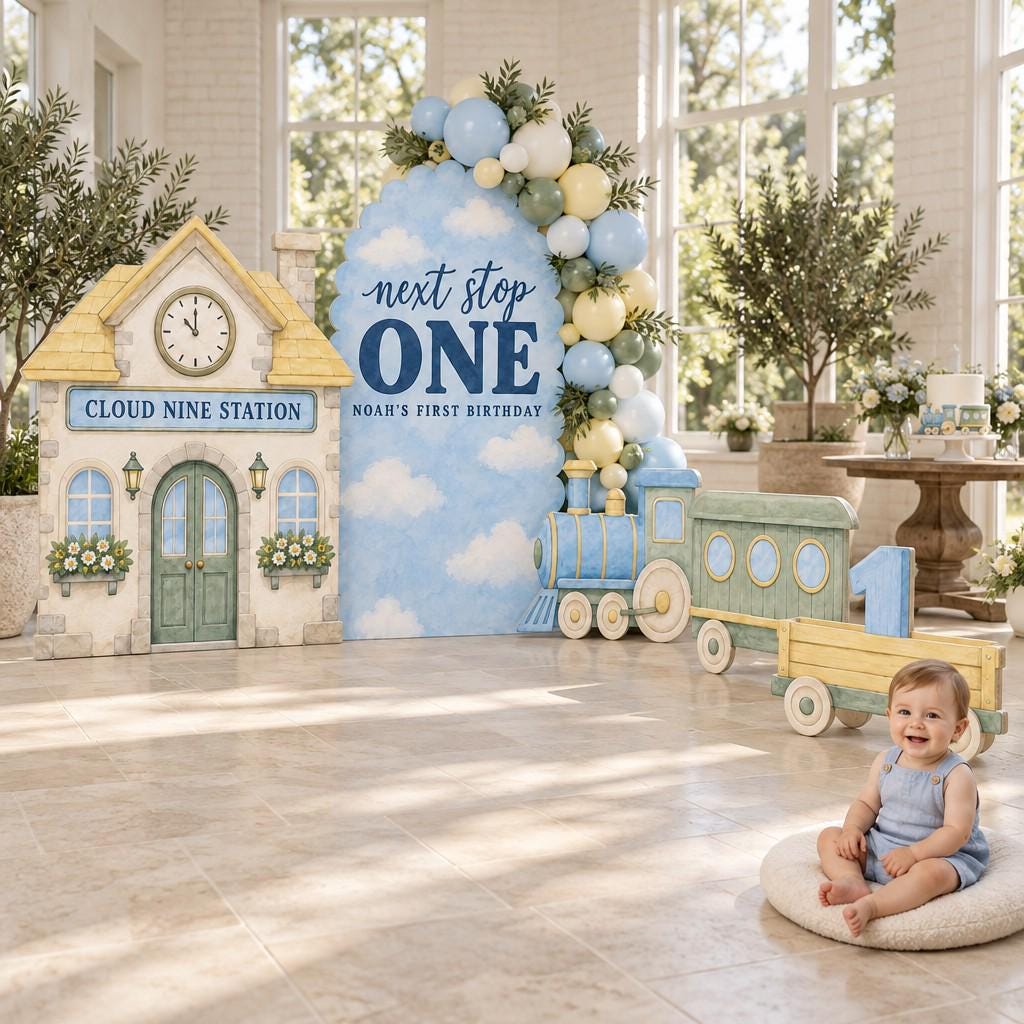 Pastel Cloud Nine Train Station Set