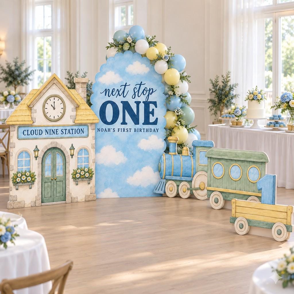 Pastel Cloud Nine Train Station Set