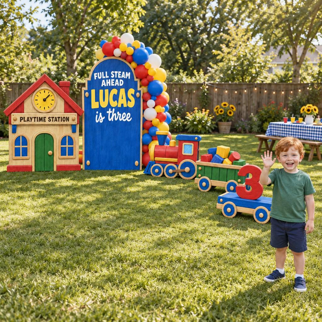 Wooden Toy Train Full Steam Ahead Arch Set