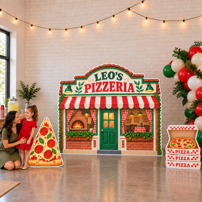 Red Striped Awning Pizzeria Backdrop Set