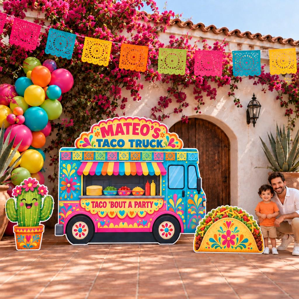 Fiesta Folk Art Taco Truck Backdrop Set