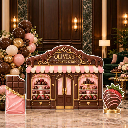 Chocolate Shoppe Storefront Backdrop Set