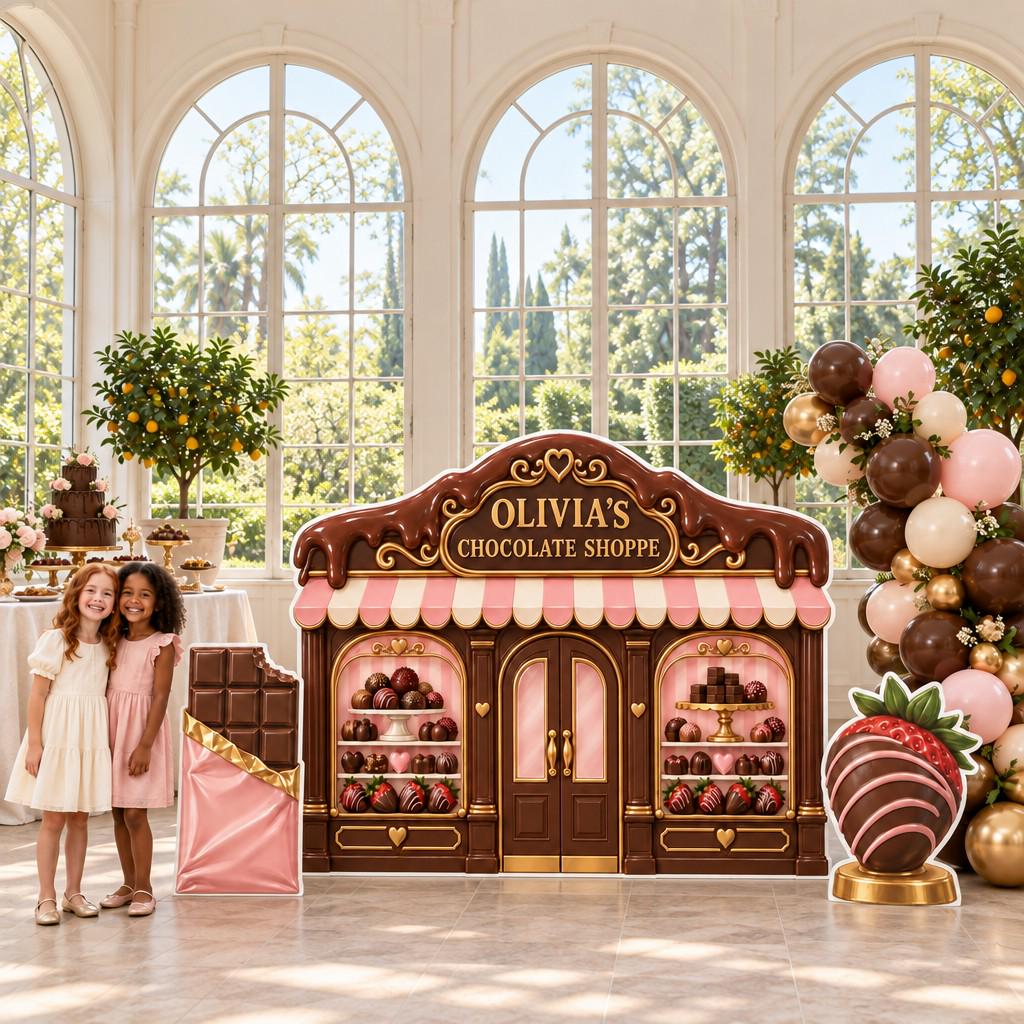 Chocolate Shoppe Storefront Backdrop Set