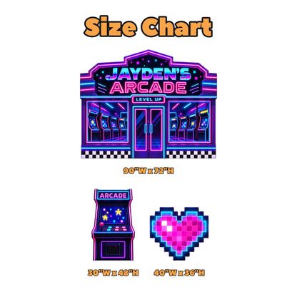 Neon Retro Arcade Storefront Backdrop Set