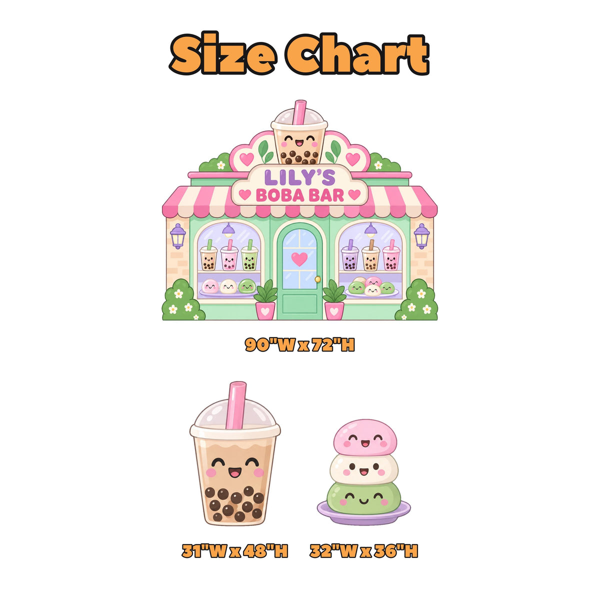 Pastel Kawaii Boba Shop Backdrop Set