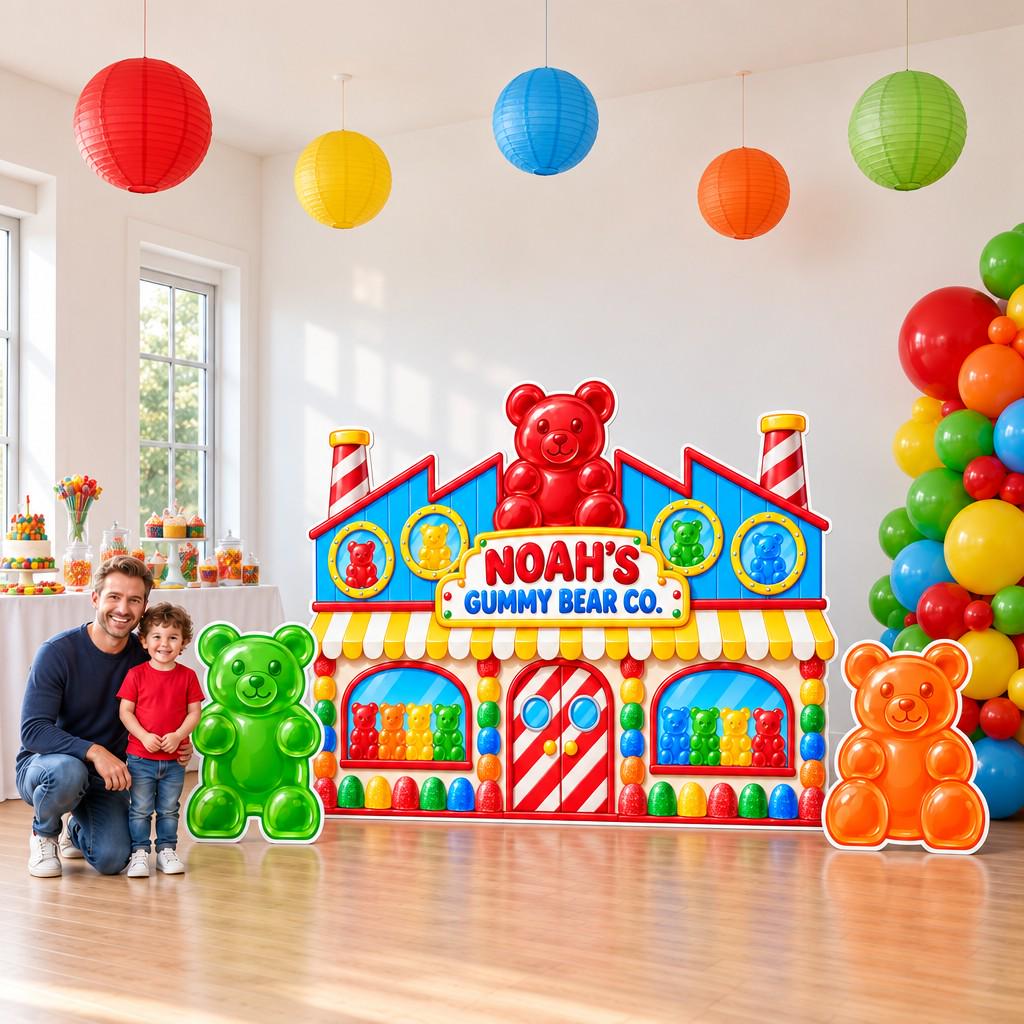 Gummy Bear Candy Factory Backdrop Set