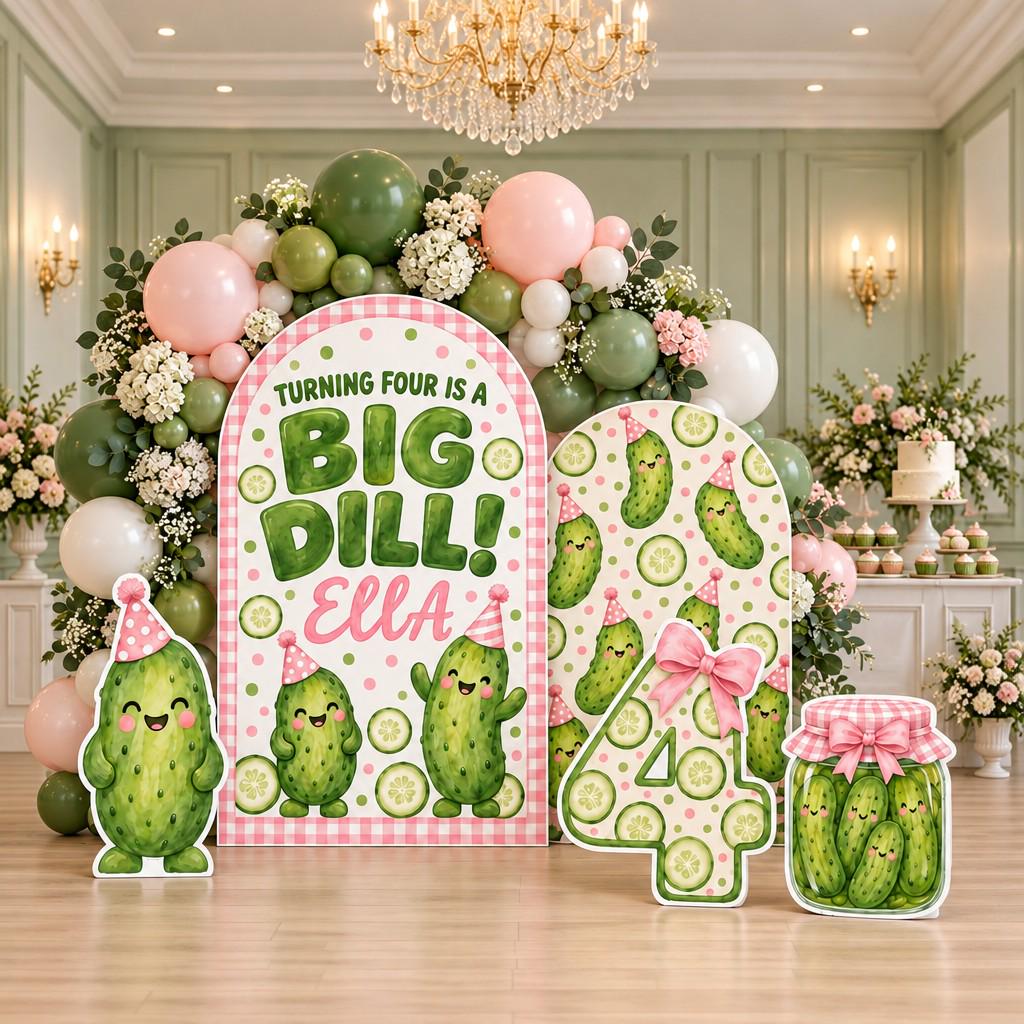 Pink Gingham Big Dill Pickle Arch Set