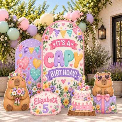 Pastel Capybara Birthday Arch Set