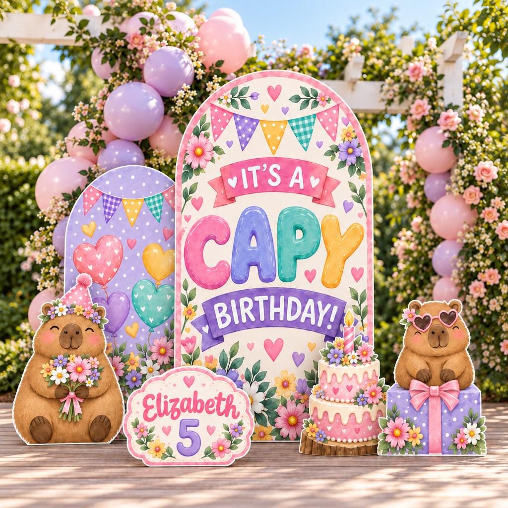 Pastel Capybara Birthday Arch Set