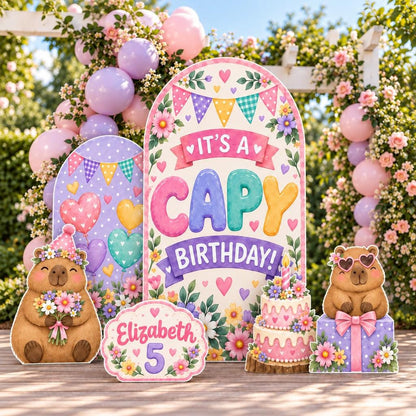 Pastel Capybara Birthday Arch Set