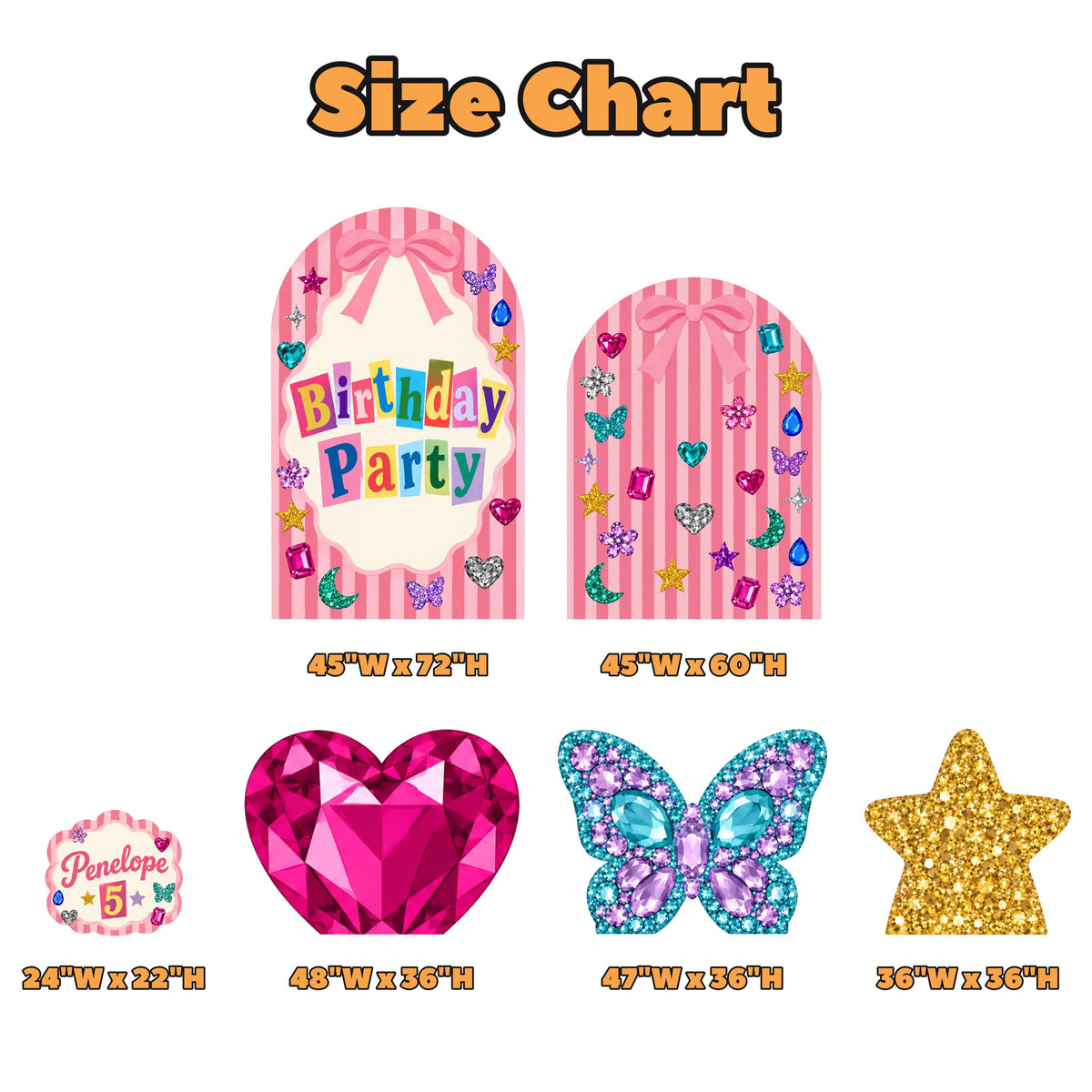 Pink Striped Jewel Gem Birthday Arch Set