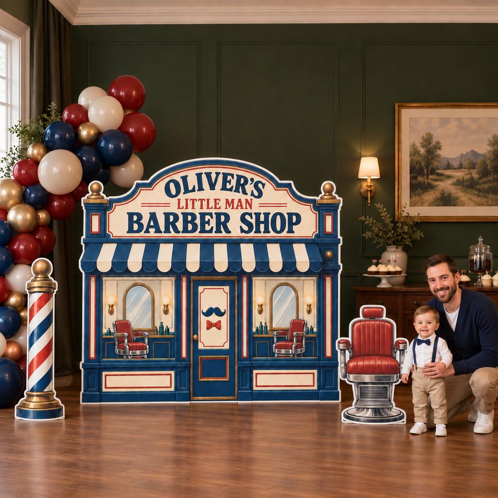 Navy Vintage Little Man Barber Shop Set