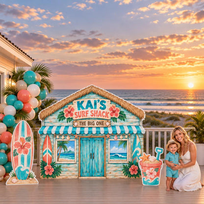 Turquoise Thatched Surf Shack Backdrop Set