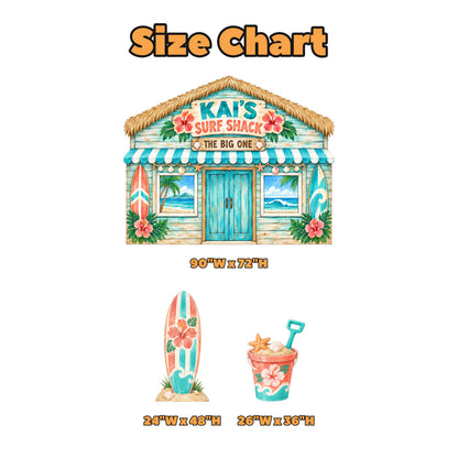 Turquoise Thatched Surf Shack Backdrop Set