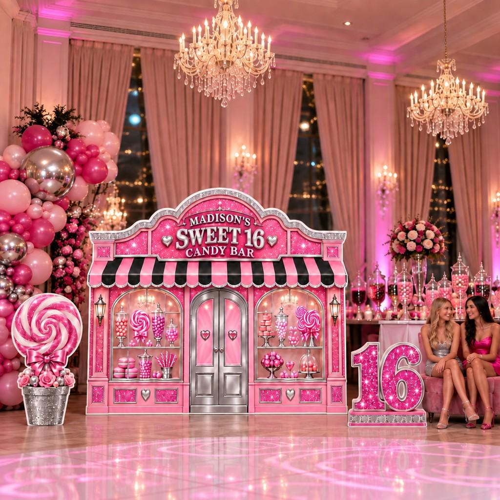 Pink Glitter Sweet 16 Candy Bar Storefront