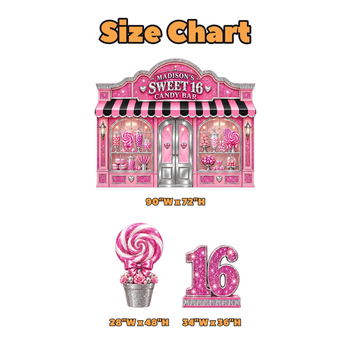 Pink Glitter Sweet 16 Candy Bar Storefront