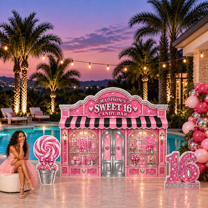 Pink Glitter Sweet 16 Candy Bar Storefront