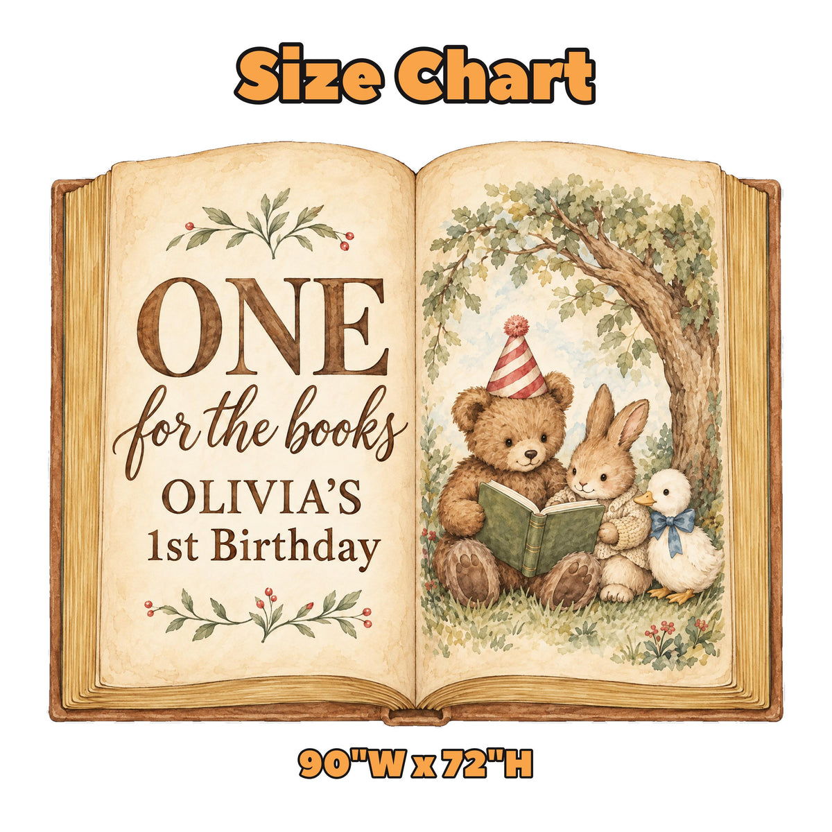 Woodland Friends Open Book Backdrop