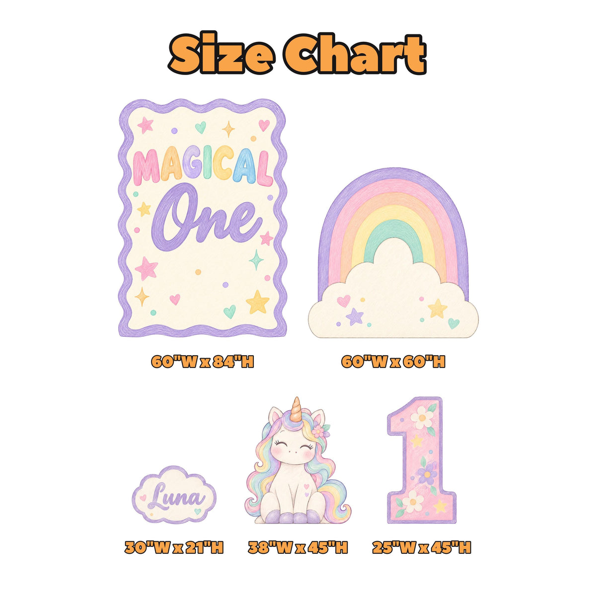 Pastel Rainbow Magical One Unicorn Set