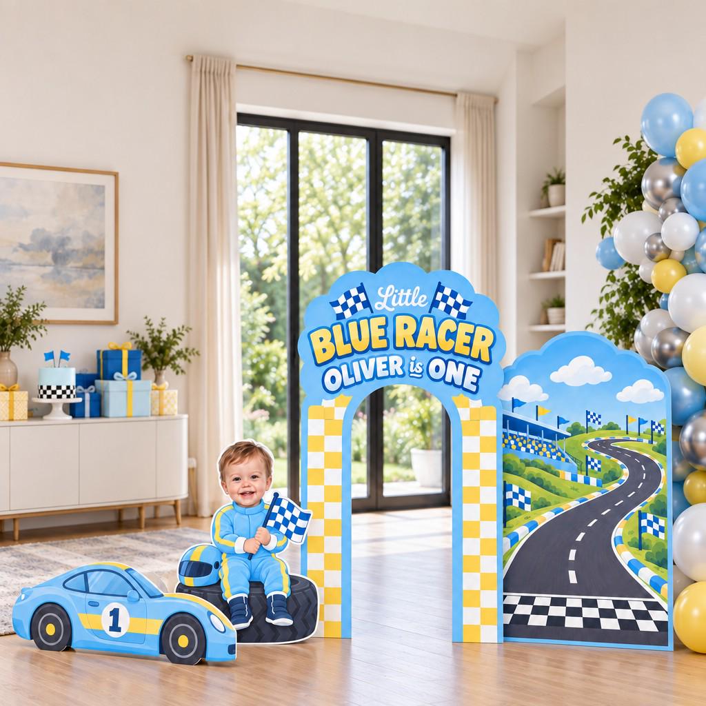 Blue Checkered Little Racer Arch Set