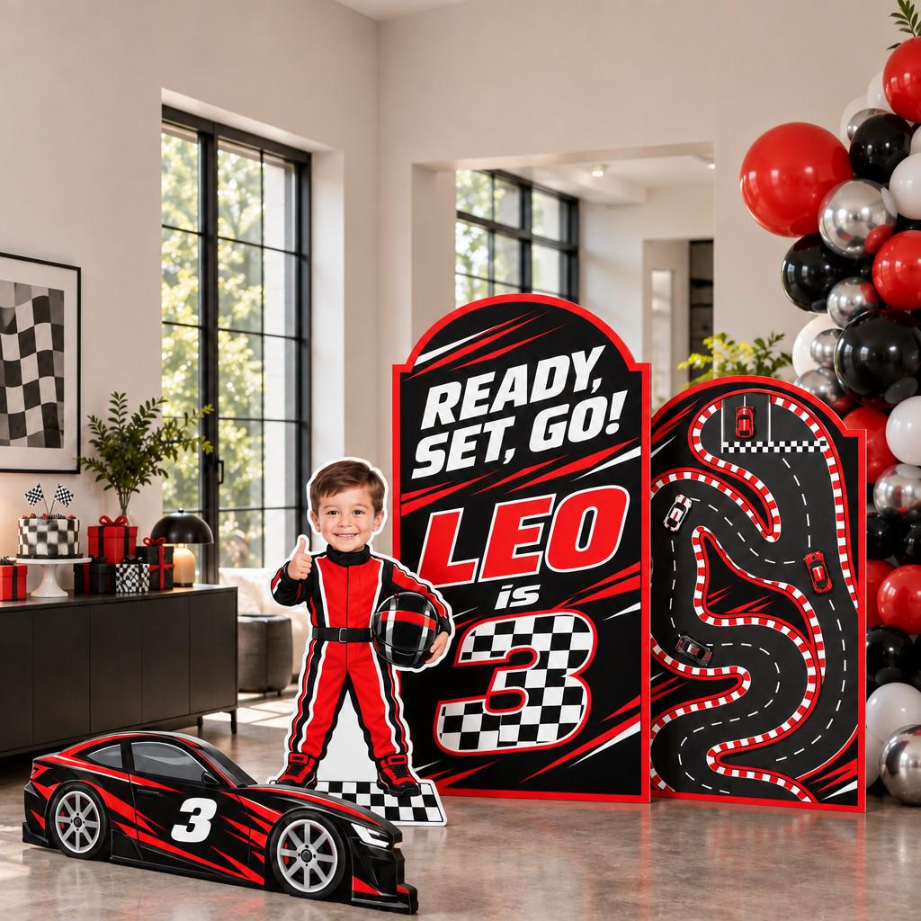 Red Black Checkered Race Car Arch Set